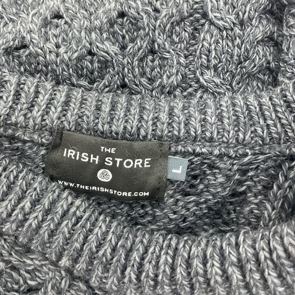 The Irish Store Gray Irish Fisherman Merino Wool Pullover Sweater Men L Preowned - Picture 3 of 5